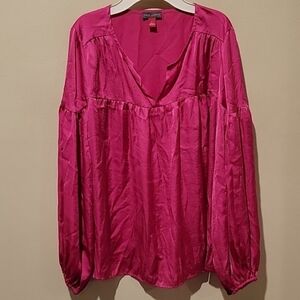 ❤ VINCE CAMUTO SPLIT NECK SATIN TOP / BLOUSE, XS